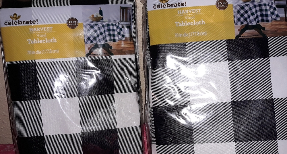 2 gingham vinyl tablecloths
